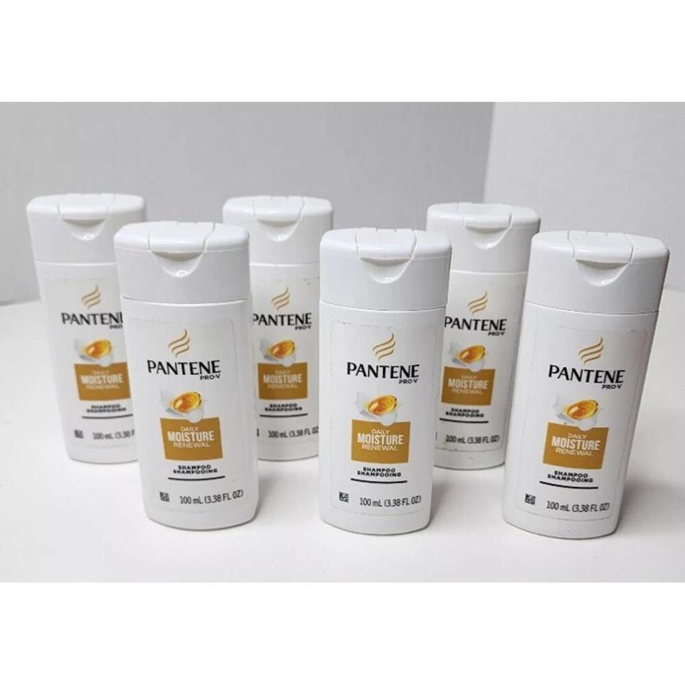 6 Bottles Pantene Pro-V Daily Moisture Renewal Shampoo Travel Size 3.38 OZ Each